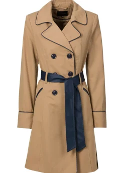 bonprix bonprix Abrigo gabardina de doble botonadura Camel mate Discount