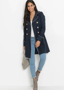 bonprix bonprix Abrigo gabardina de doble botonadura Azul marino Clearance