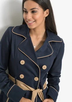 bonprix bonprix Abrigo gabardina de doble botonadura Azul marino Clearance