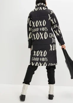 bonprix bonprix Abrigo guateado Negro-crudo estampado New