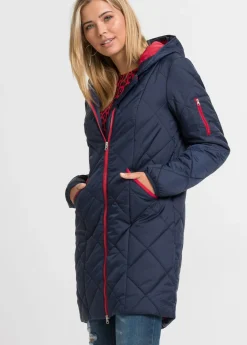 bonprix bonprix Abrigo guateado en dos colores Azul marino-rojo oscuro Best