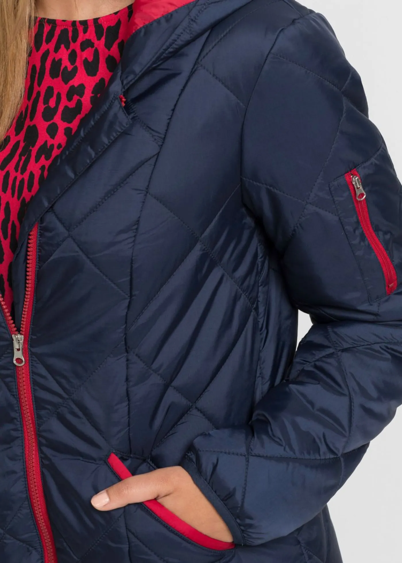 bonprix bonprix Abrigo guateado en dos colores Azul marino-rojo oscuro Best