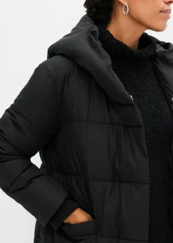 bonprix bonprix Abrigo guateado oversize Negro Sale