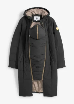 bonprix bonprix Abrigo guateado premamá de porteo 3 en 1 con poliéster reciclado Negro + marrón grisáceo Outlet