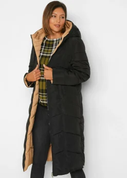 bonprix bonprix Abrigo guateado reversible Negro-capuchino Best