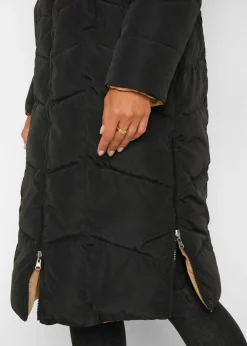 bonprix bonprix Abrigo guateado reversible Negro-capuchino Best