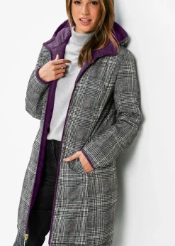 bonprix bonprix Abrigo guateado reversible Lila oscuro Discount