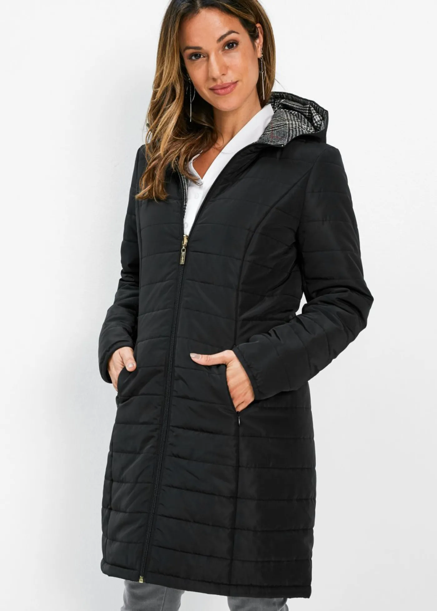 bonprix bonprix Abrigo guateado reversible Negro Clearance
