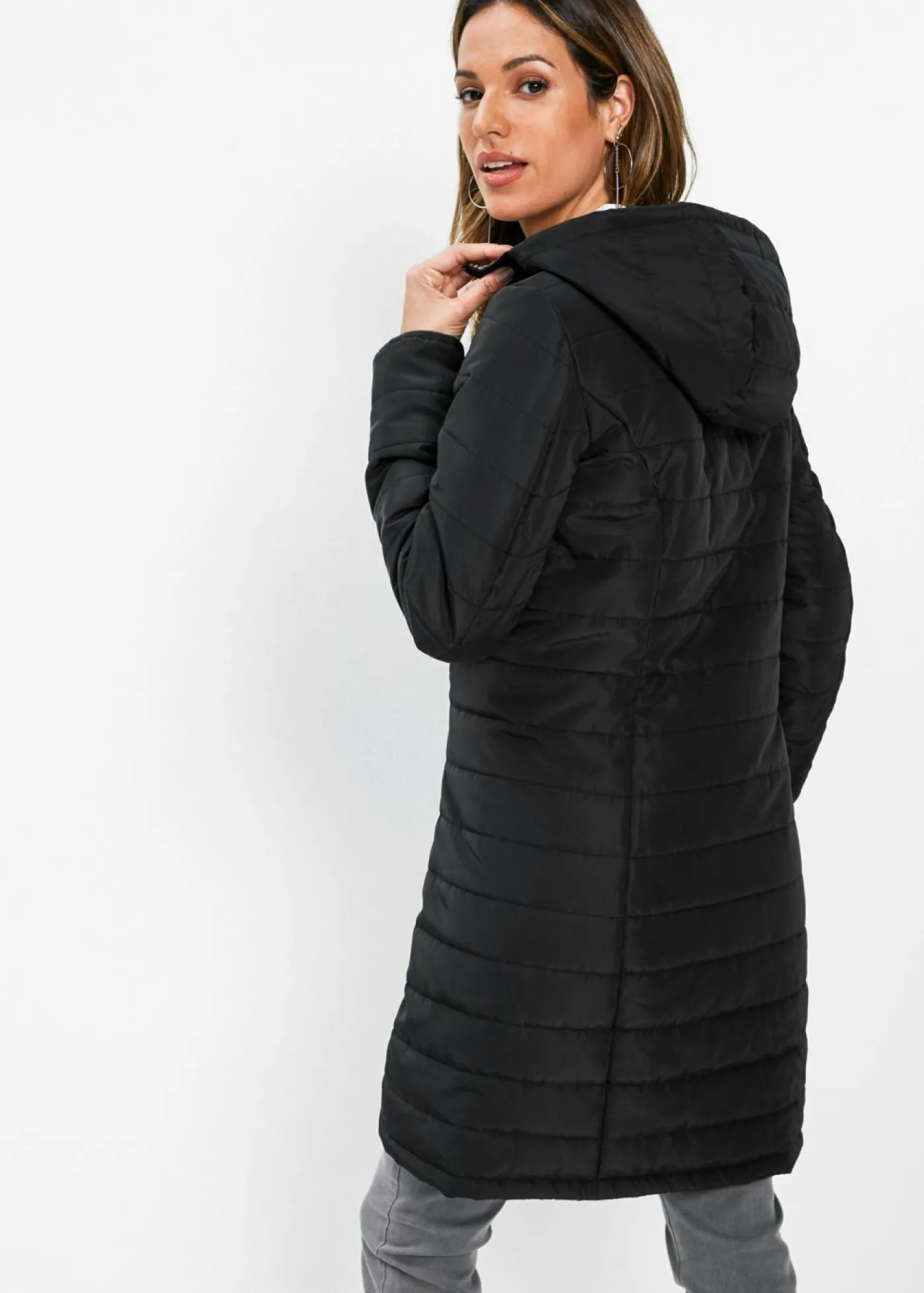 bonprix bonprix Abrigo guateado reversible Negro Clearance