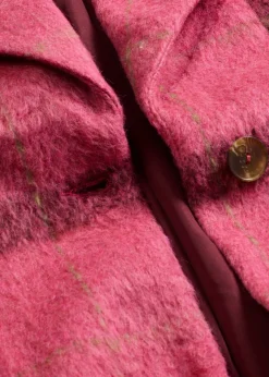 bonprix bonprix Abrigo holgado con aspecto de lana rosa caliente-burdeos a cuadros Sale