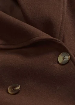 bonprix bonprix Abrigo holgado con aspecto de lana Marrón oscuro Sale