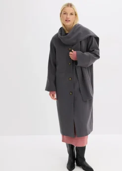 bonprix bonprix Abrigo holgado con dos bolsillos cosidos gris + pizarra Outlet
