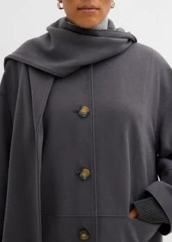 bonprix bonprix Abrigo holgado con dos bolsillos cosidos gris + pizarra Outlet