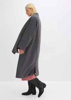 bonprix bonprix Abrigo holgado con dos bolsillos cosidos gris + pizarra Outlet