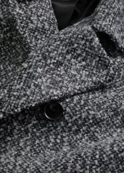 bonprix bonprix Abrigo holgado corto con aspecto de lana jaspeada antracita oscuro moteado Outlet