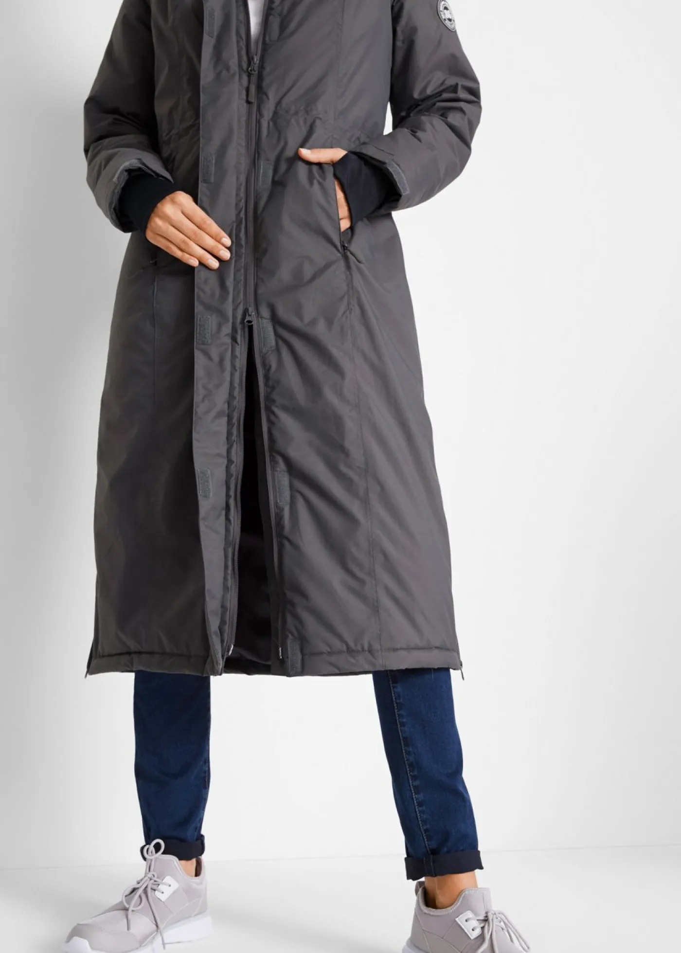 bonprix bonprix Abrigo impermeable para exteriores con pelo sintético pizarra Best