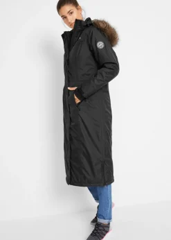 bonprix bonprix Abrigo impermeable para exteriores con pelo sintético Negro Outlet