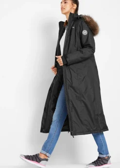 bonprix bonprix Abrigo impermeable para exteriores con pelo sintético Negro Outlet
