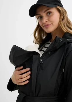 bonprix bonprix Abrigo impermeable y cortavientos 3 en 1 premamá y de porteo con dos insertos Negro Discount