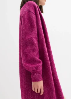 bonprix bonprix Abrigo largo de punto con acabado hairy Fucsia oscuro Online