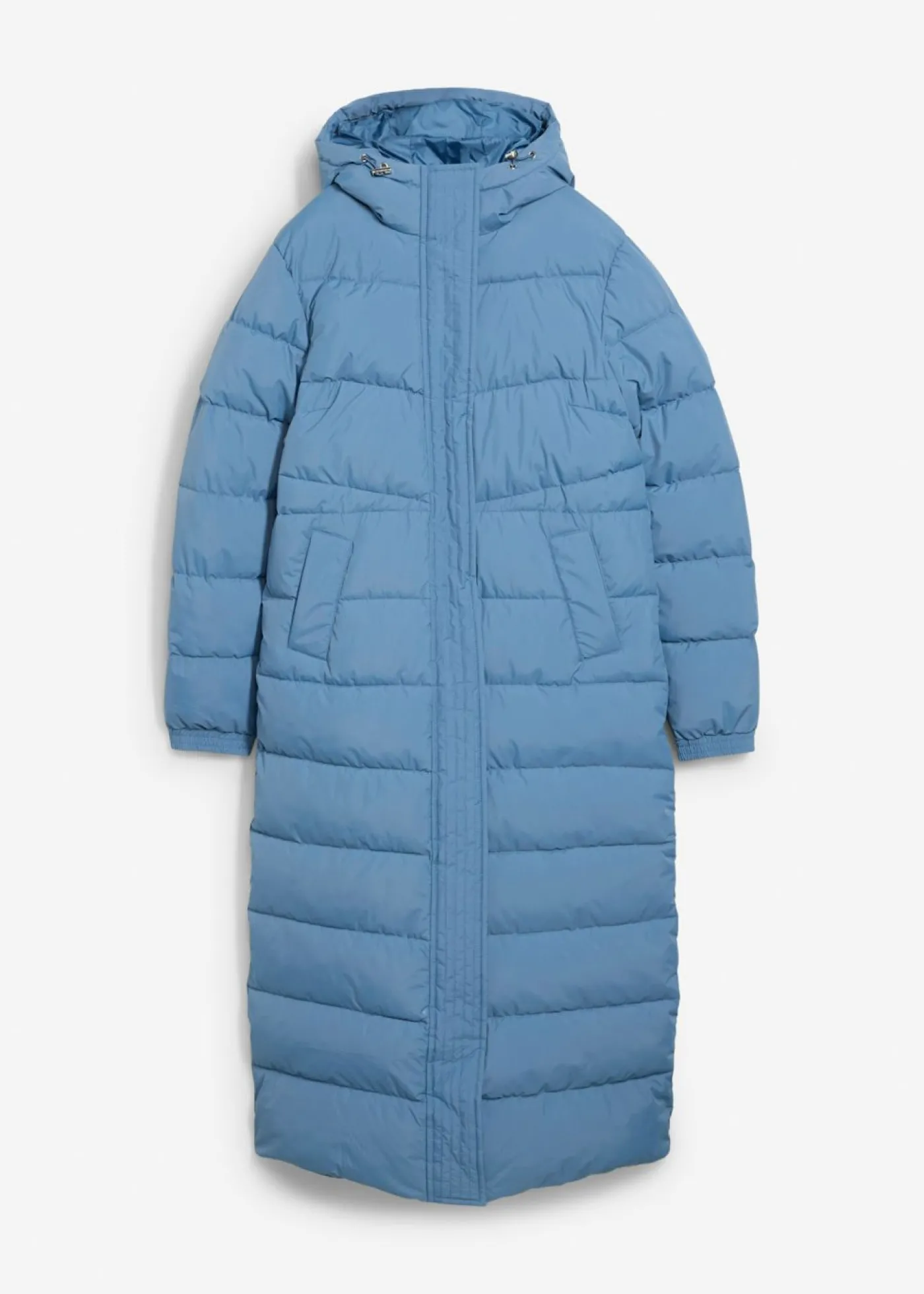 bonprix bonprix Abrigo largo guateado con capucha Azul ola Best