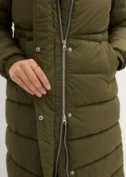 bonprix bonprix Abrigo largo guateado con capucha Azul ola Best