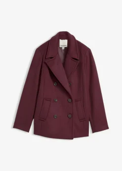 bonprix bonprix Abrigo marinero de lana rojo burdeos Clearance