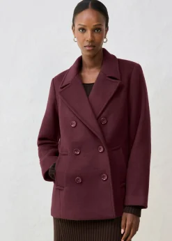 bonprix bonprix Abrigo marinero de lana rojo burdeos Clearance