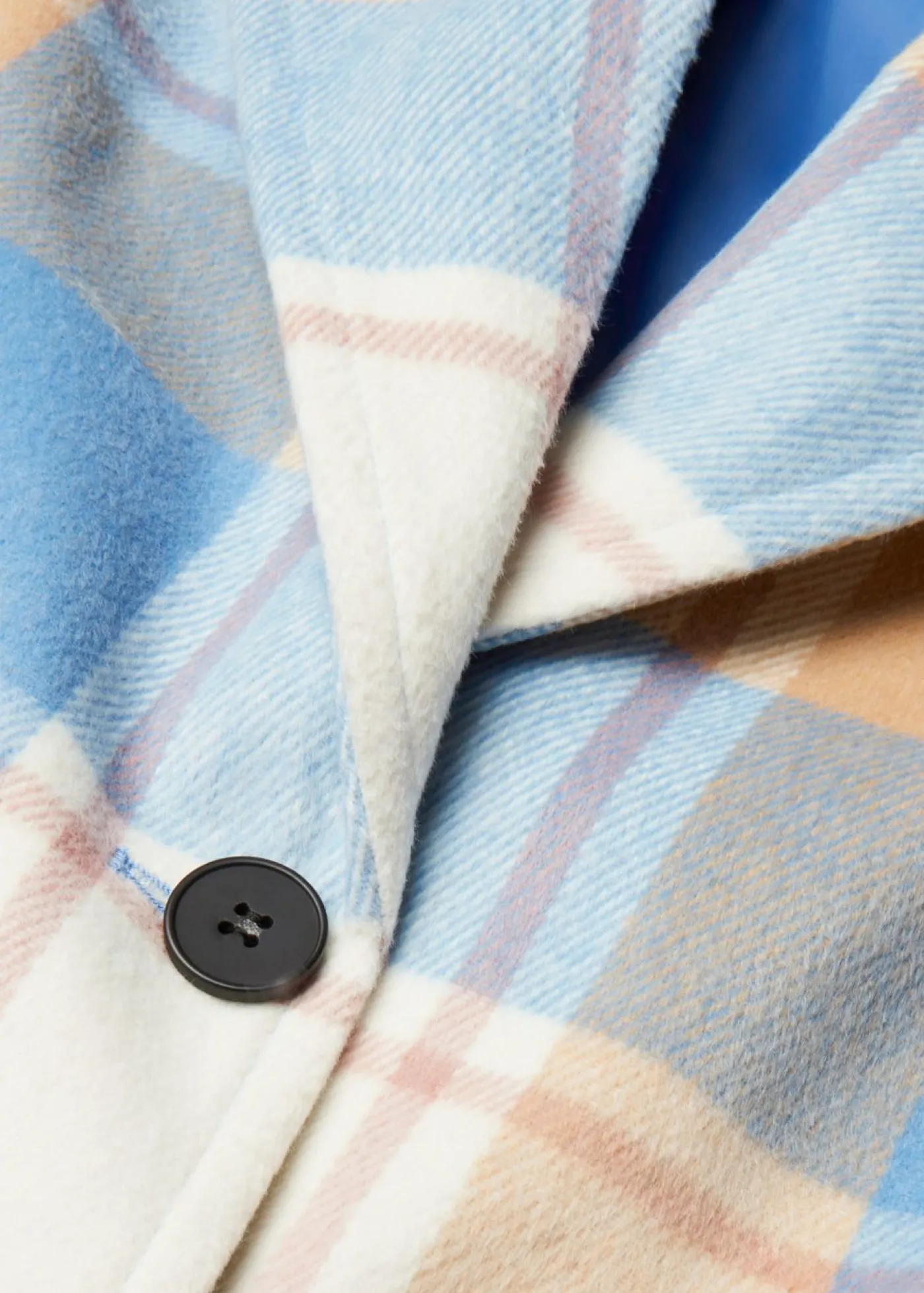 bonprix bonprix Abrigo oversize con look de lana azul brillante-blanco lana-café con leche-rosa palo a cuadros Sale
