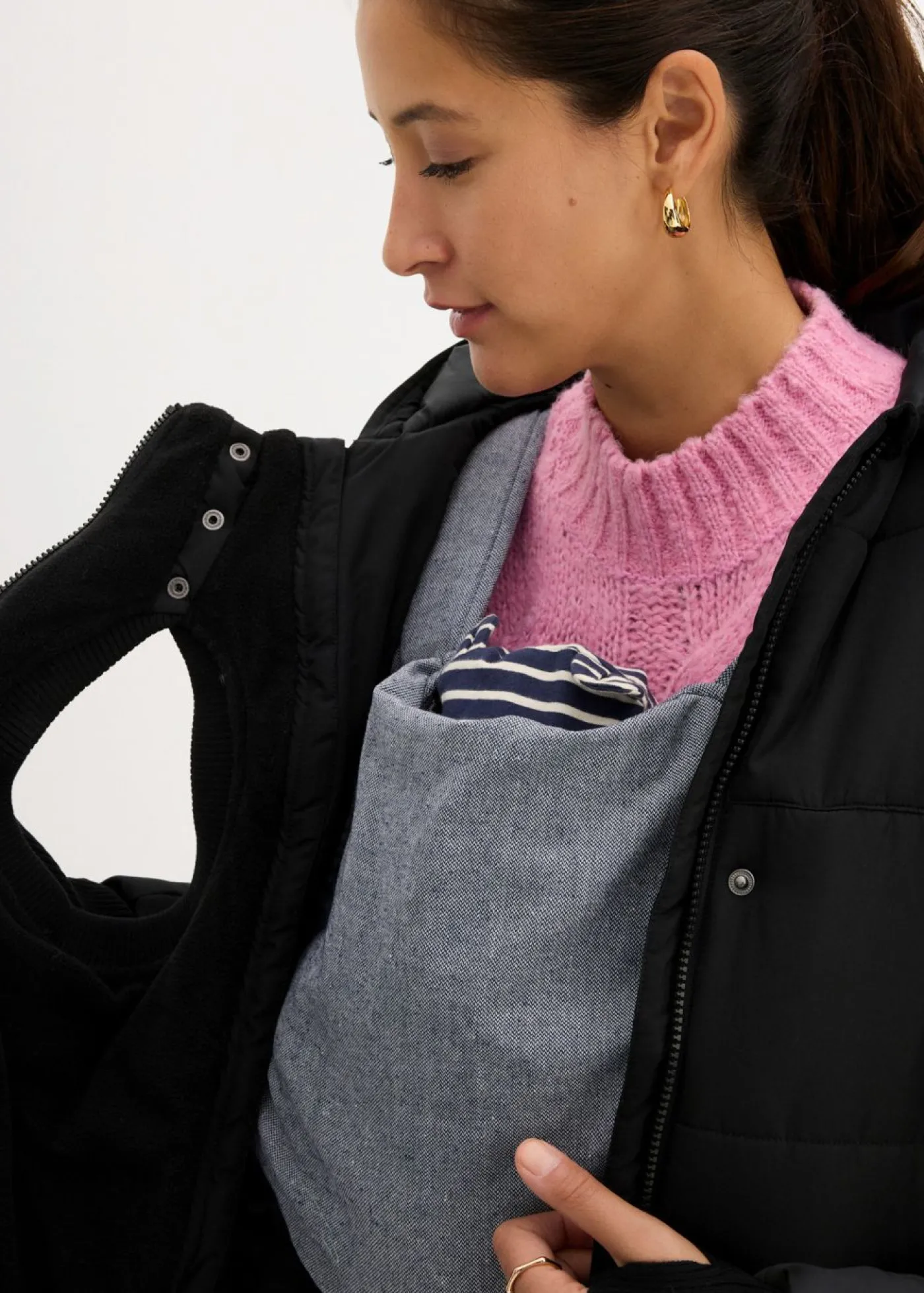 bonprix bonprix Abrigo premamá 3 en 1 con inserto de porteo Negro Clearance