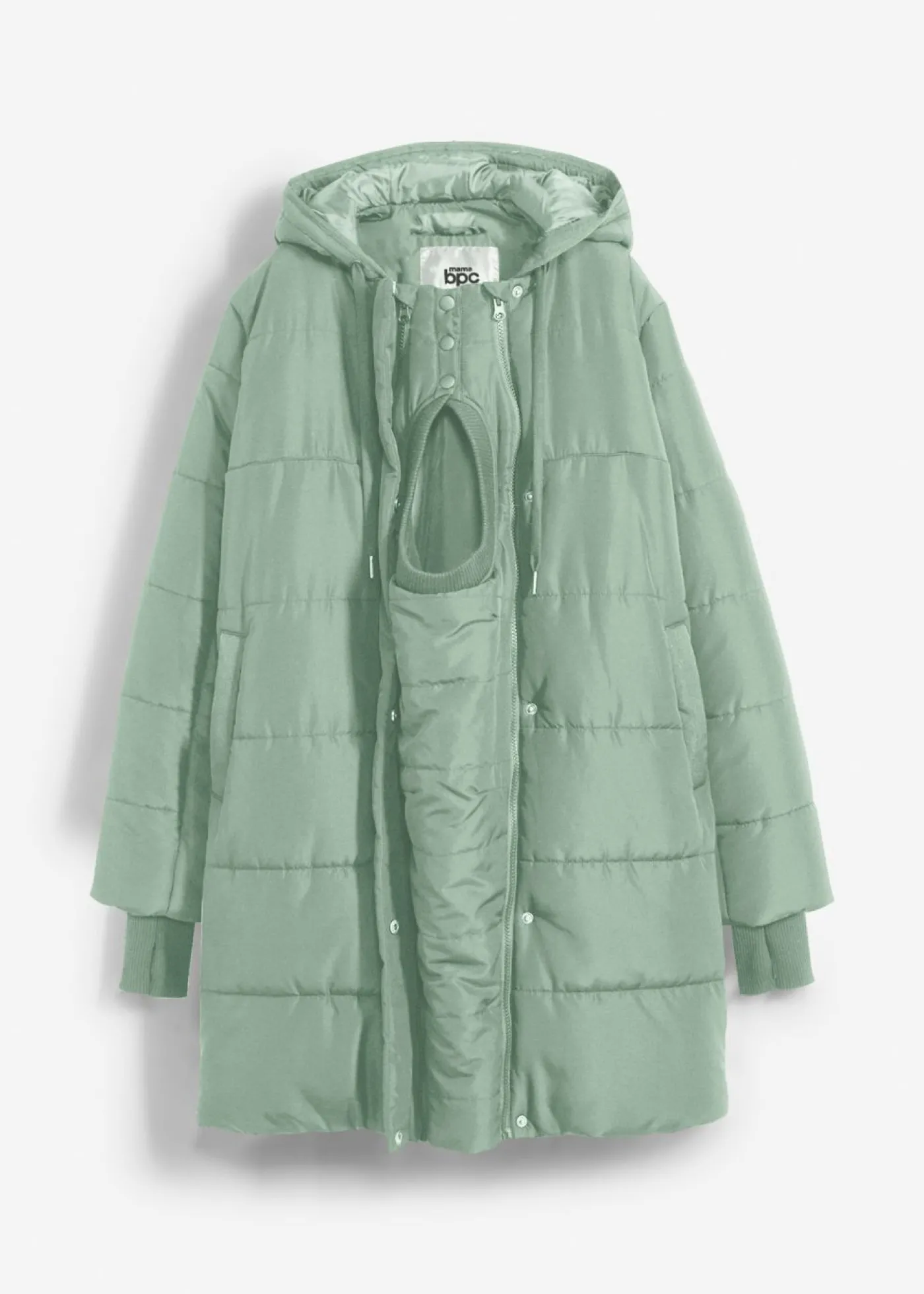 bonprix bonprix Abrigo premamá 3 en 1 con inserto de porteo verde ahumado Clearance