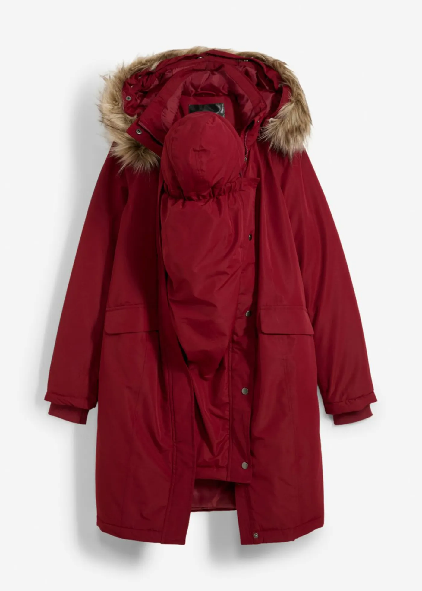 bonprix bonprix Abrigo premamá impermeable y cortavientos 3 en 1 con inserto de porteo Rojo rubí Best