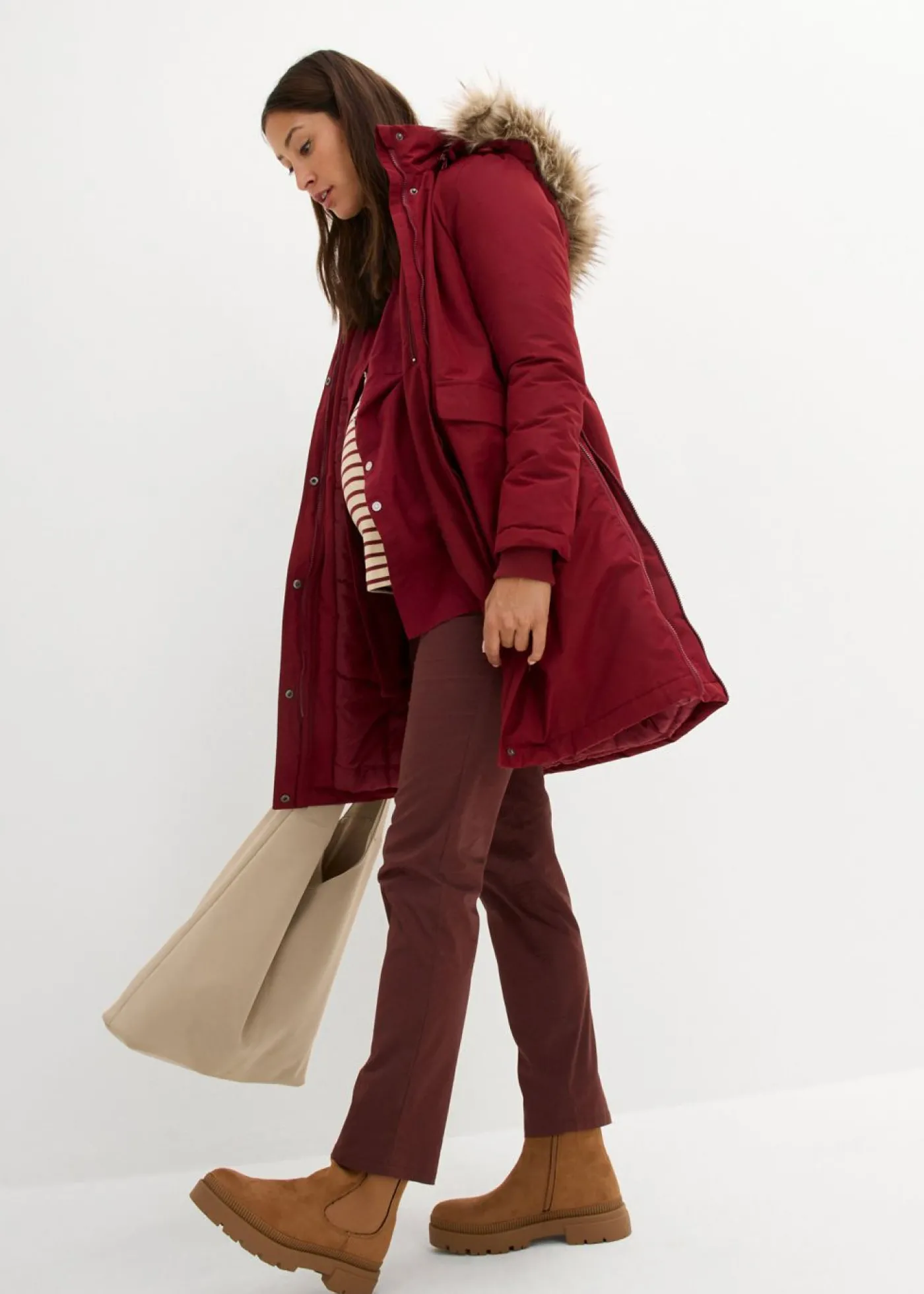 bonprix bonprix Abrigo premamá impermeable y cortavientos 3 en 1 con inserto de porteo Rojo rubí Best