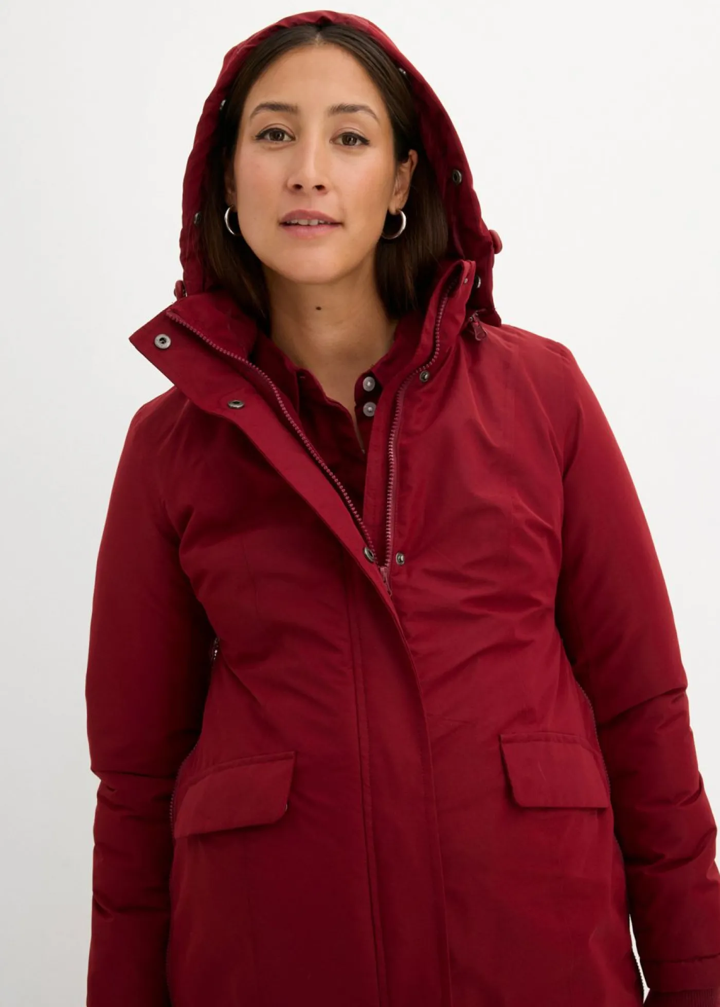 bonprix bonprix Abrigo premamá impermeable y cortavientos 3 en 1 con inserto de porteo Rojo rubí Best