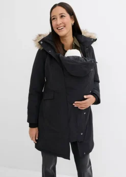 bonprix bonprix Abrigo premamá impermeable y cortavientos 3 en 1 con inserto de porteo Negro New