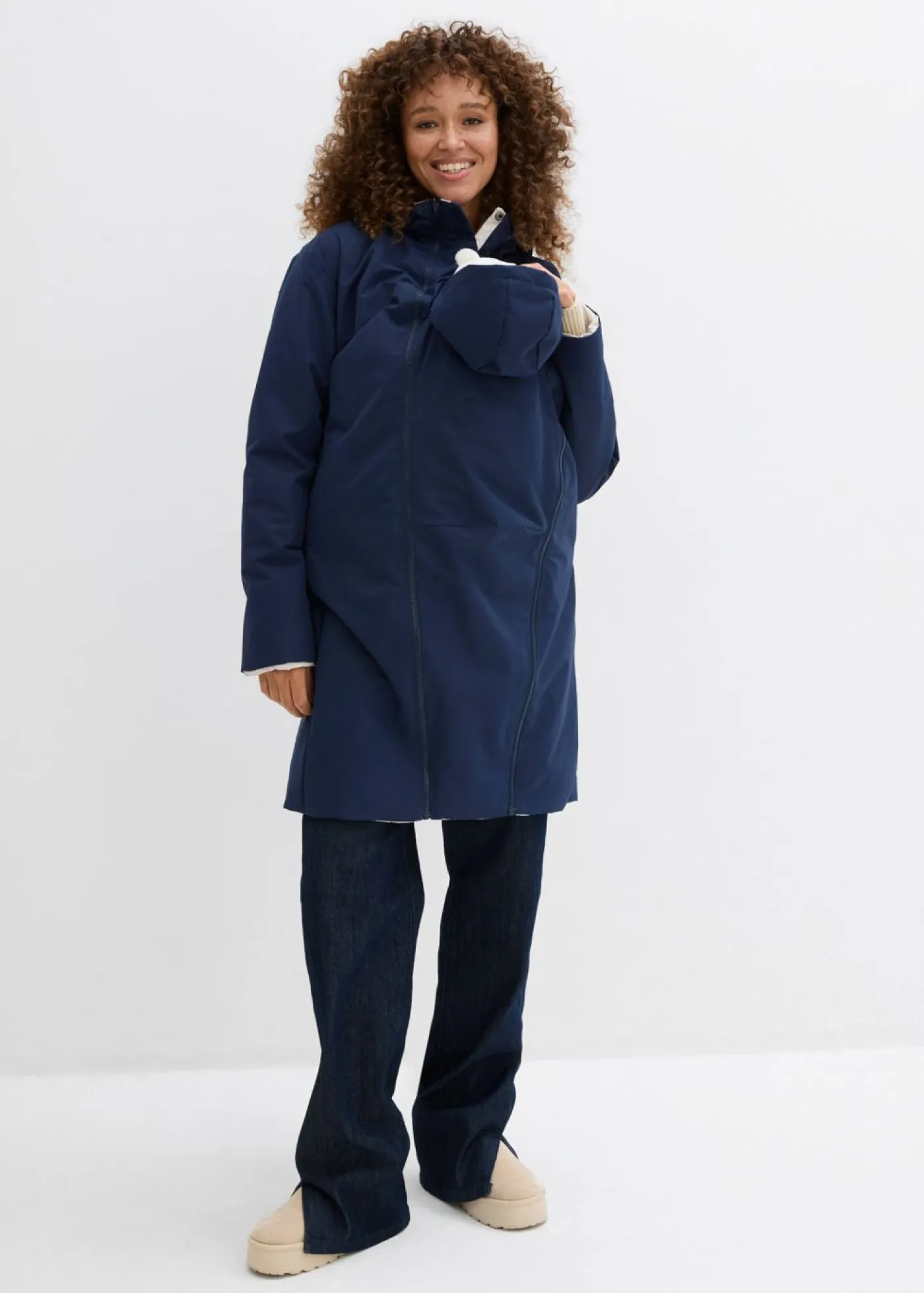 bonprix bonprix Abrigo premamá reversible 6 en 1 repelente al agua con inserto para porteo y para el embarazo azul marino-gris piedra New