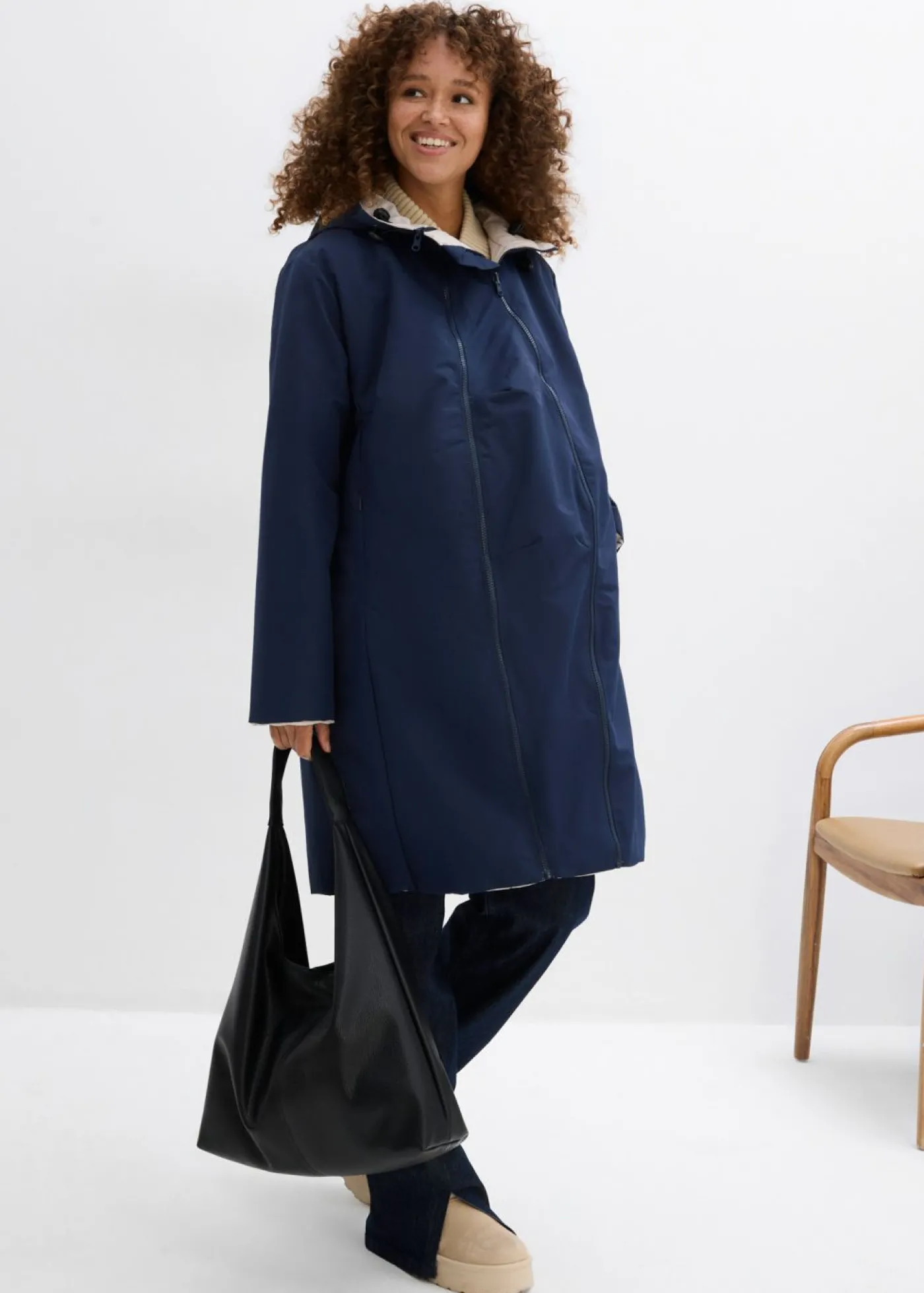 bonprix bonprix Abrigo premamá reversible 6 en 1 repelente al agua con inserto para porteo y para el embarazo azul marino-gris piedra New