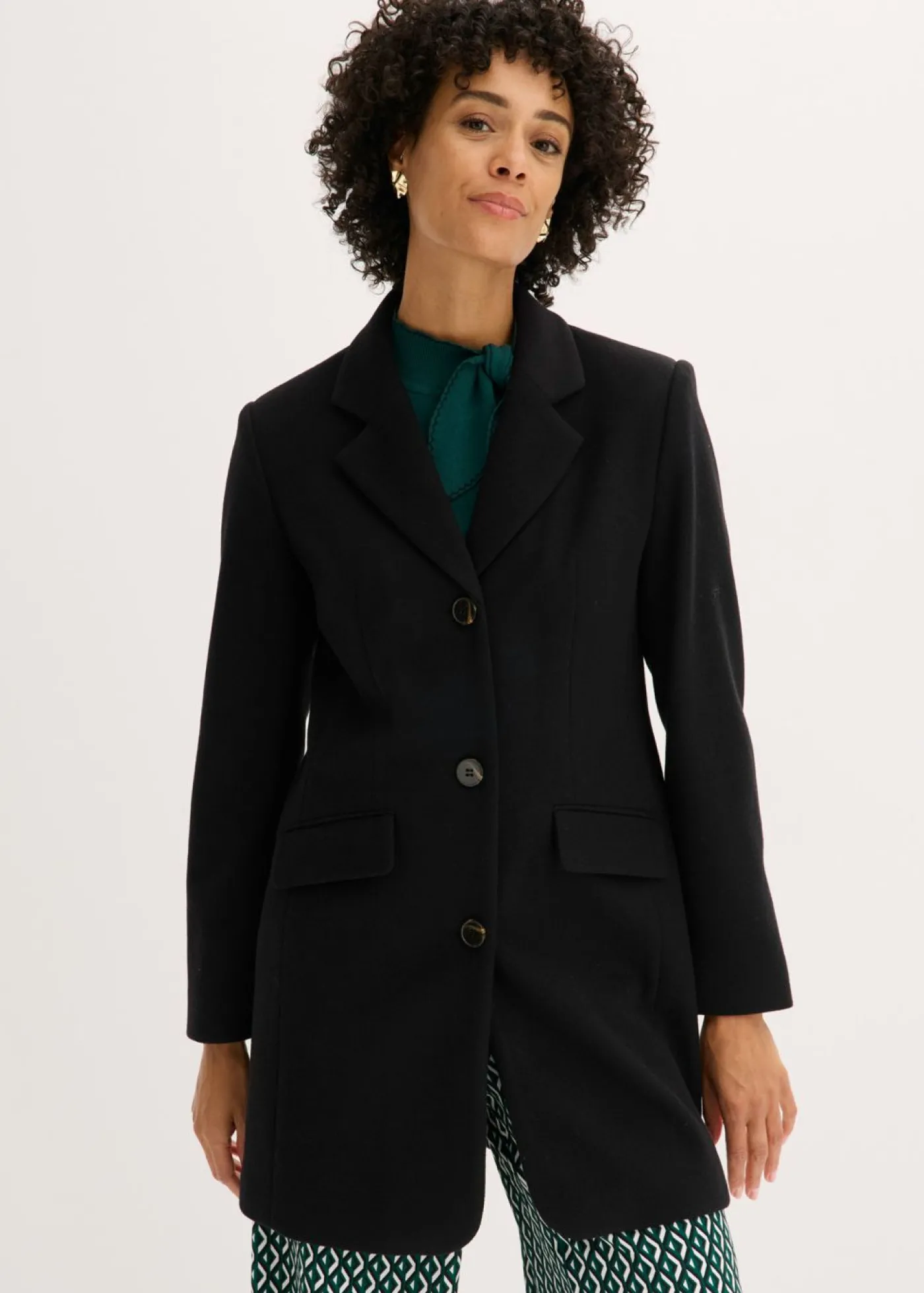 bonprix bonprix Abrigo tipo americana Negro Online