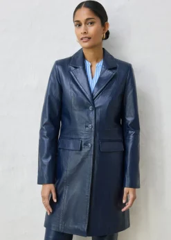 bonprix bonprix Abrigo tipo americana de napa de cordero Azul marino Discount