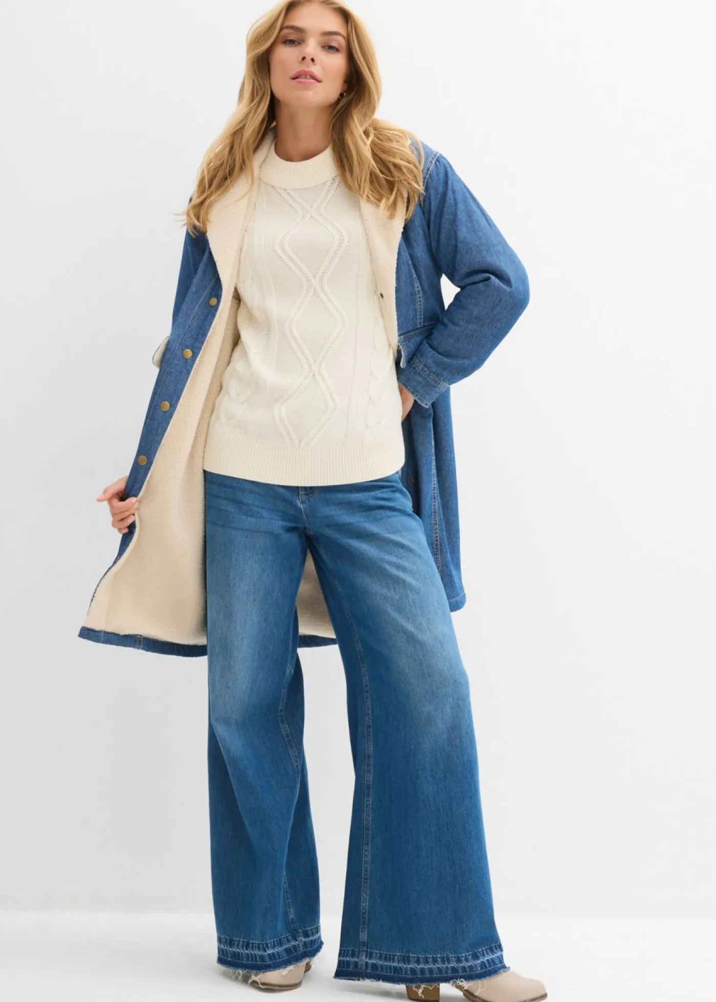 bonprix bonprix Abrigo vaquero de invierno con forro cálido Denim usado Clearance