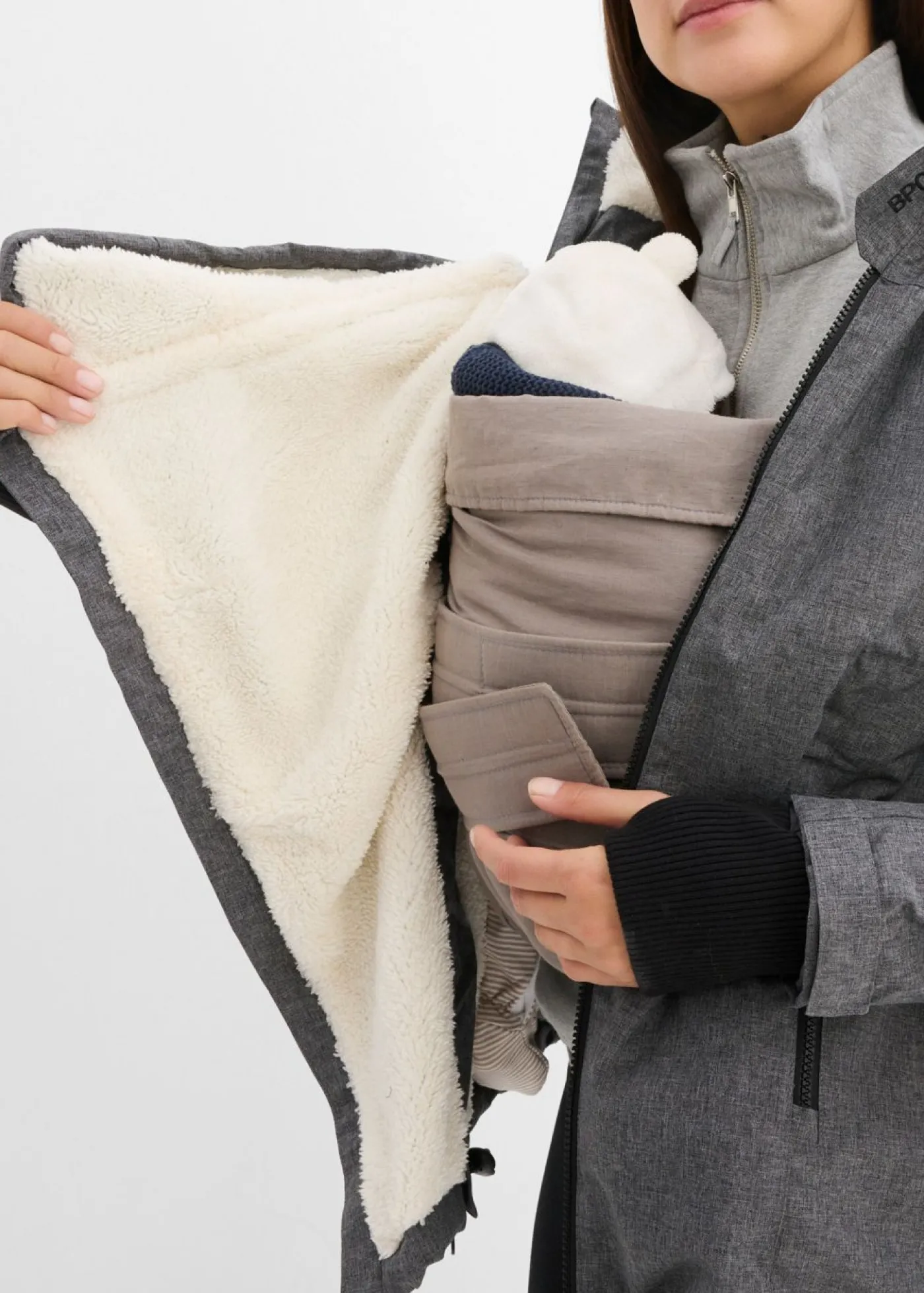 bonprix bonprix Agradable chaqueta premamá 3 en 1 y de porteo pizarra jaspeado