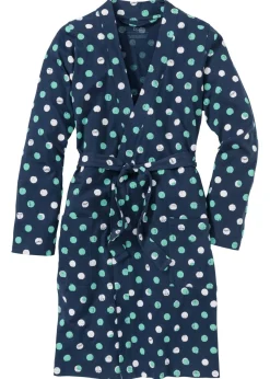 bonprix bonprix Albornoz de algodón orgánico Azul marino de lunares Online
