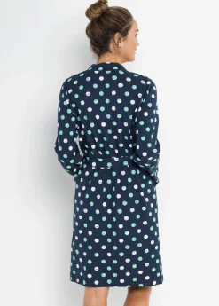bonprix bonprix Albornoz de algodón orgánico Azul marino de lunares Online