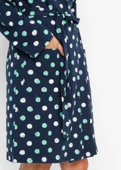 bonprix bonprix Albornoz de algodón orgánico Azul marino de lunares Online