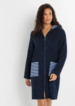 bonprix bonprix Albornoz de frottee en algodón orgánico Azul marino/azul perla de rayas Best