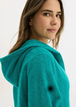 bonprix bonprix Albornoz de rizo de algodón orgánico con cremallera Esmeralda New
