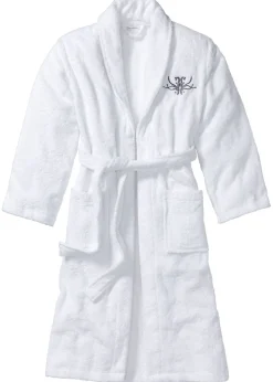 bonprix bonprix Albornoz de rizo de algodón puro Blanco