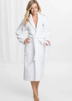 bonprix bonprix Albornoz de rizo de algodón puro Blanco