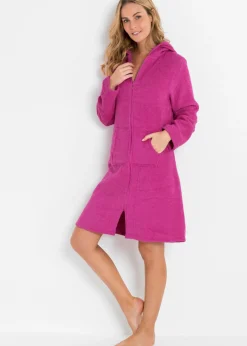 bonprix bonprix Albornoz de rizo de algodón orgánico con cremallera fucsia Best