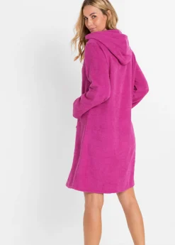 bonprix bonprix Albornoz de rizo de algodón orgánico con cremallera fucsia Best